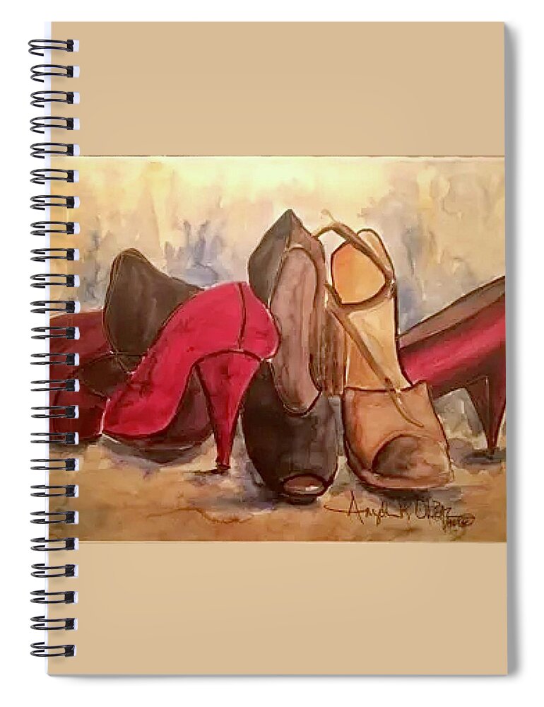  Spiral Notebook featuring the painting Dress shoes #1 by Angie ONeal