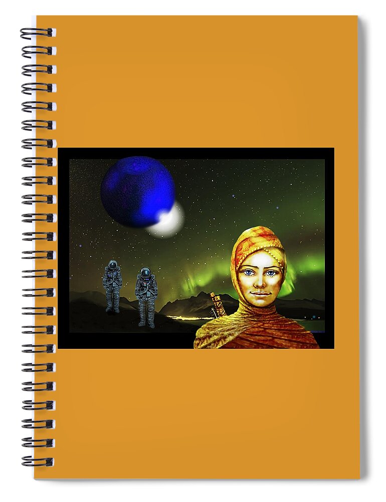 Planet Spiral Notebook featuring the mixed media Elsewhere #1 by Hartmut Jager