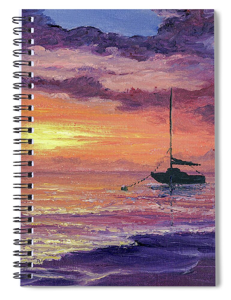 Sunset Spiral Notebook featuring the painting End Of The Day by Darice Machel McGuire