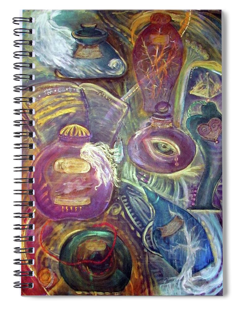 Apothecary Spiral Notebook featuring the painting Esoterica's Apothecary by Feather Redfox