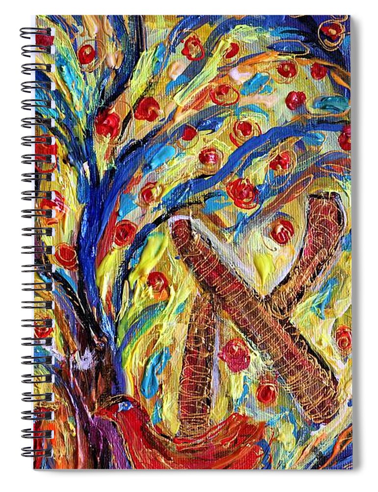 Angel Spiral Notebook featuring the painting Eternal Letters. Fragment #5 #1 by Elena Kotliarker