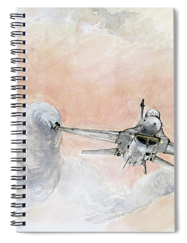 F-26 Spiral Notebook featuring the painting F-16 #1 by Ang El