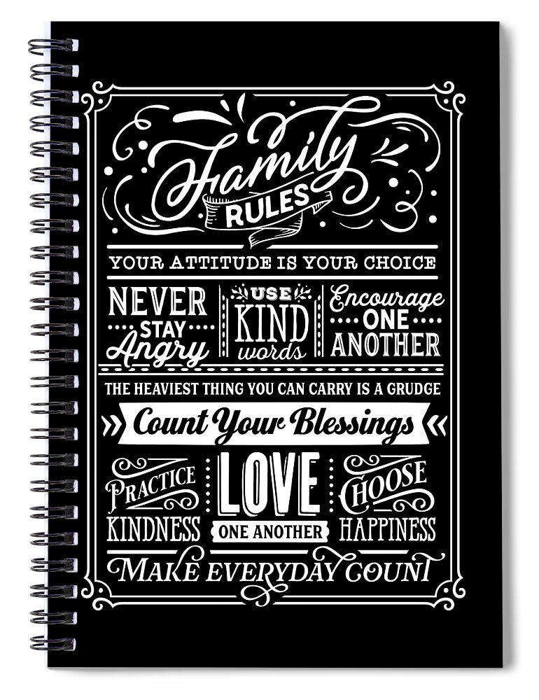 Family Spiral Notebook featuring the digital art Family Rules #1 by Sambel Pedes