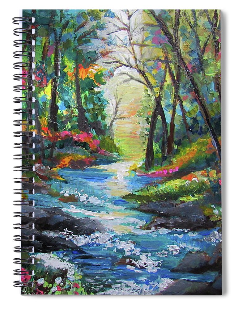 Forest Spiral Notebook featuring the painting Forest Brook by Jean Batzell Fitzgerald