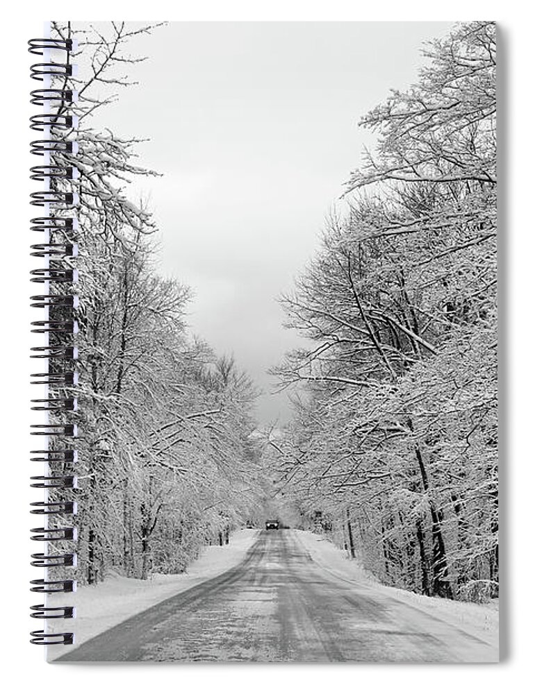 Back Road Spiral Notebook featuring the photograph Traveling Through the Fresh Snow by David T Wilkinson