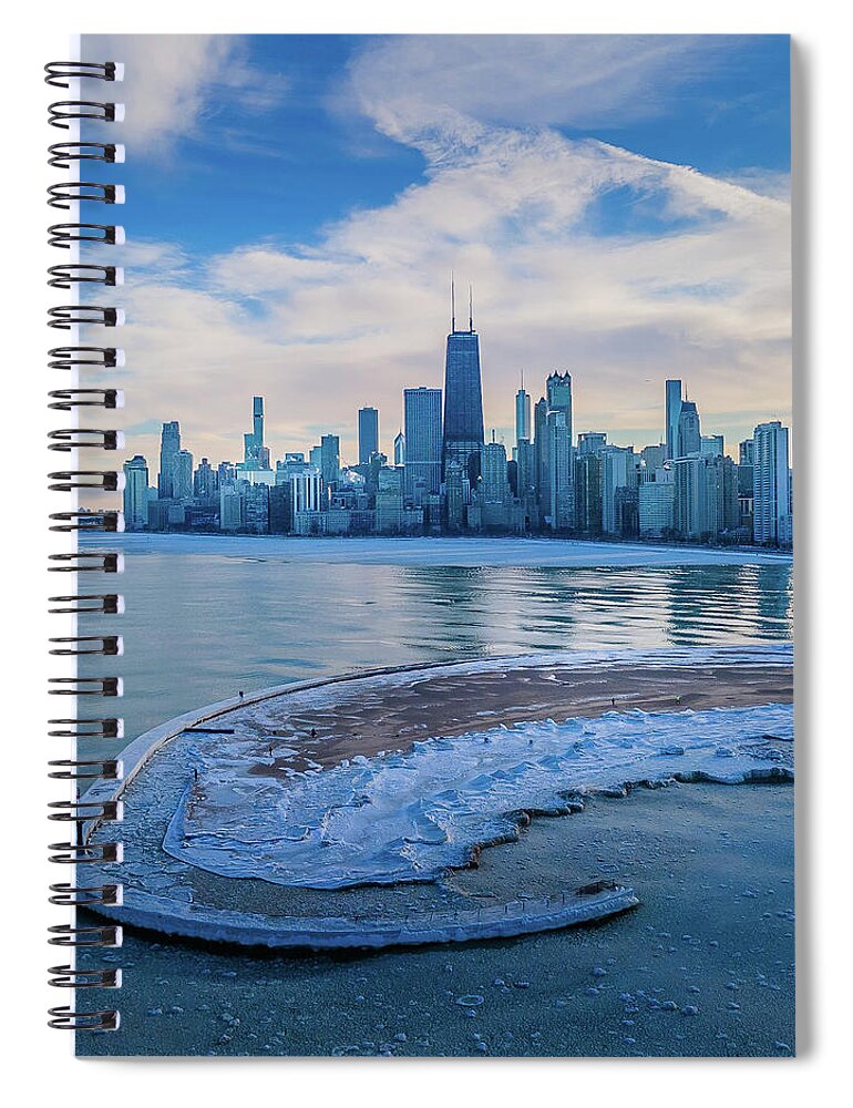 Chicago Spiral Notebook featuring the photograph Frozen Chicago #1 by Bobby K