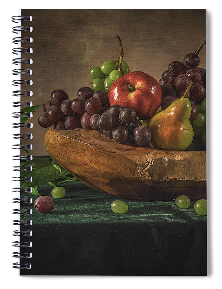 Still Life Spiral Notebook featuring the pyrography Fruits by Anna Rumiantseva
