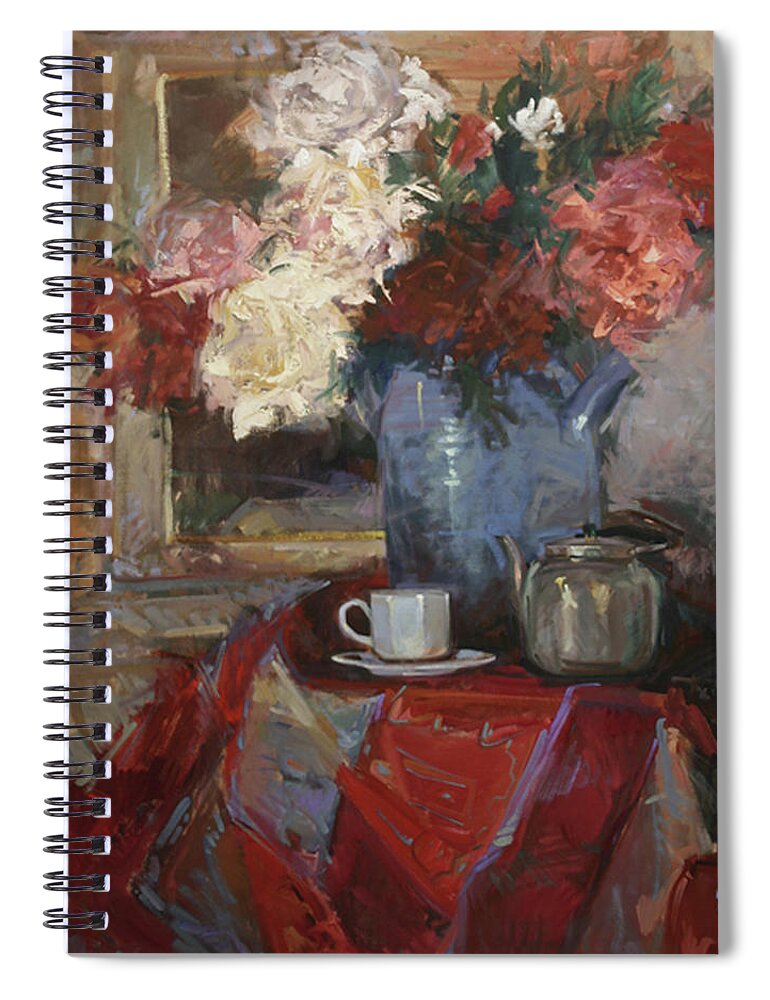 Still Life With Peonies Spiral Notebook featuring the painting Garden Peonies by Elizabeth J Billups