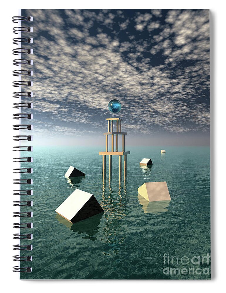 Clouds Spiral Notebook featuring the digital art Glowing Blue Orb by Phil Perkins
