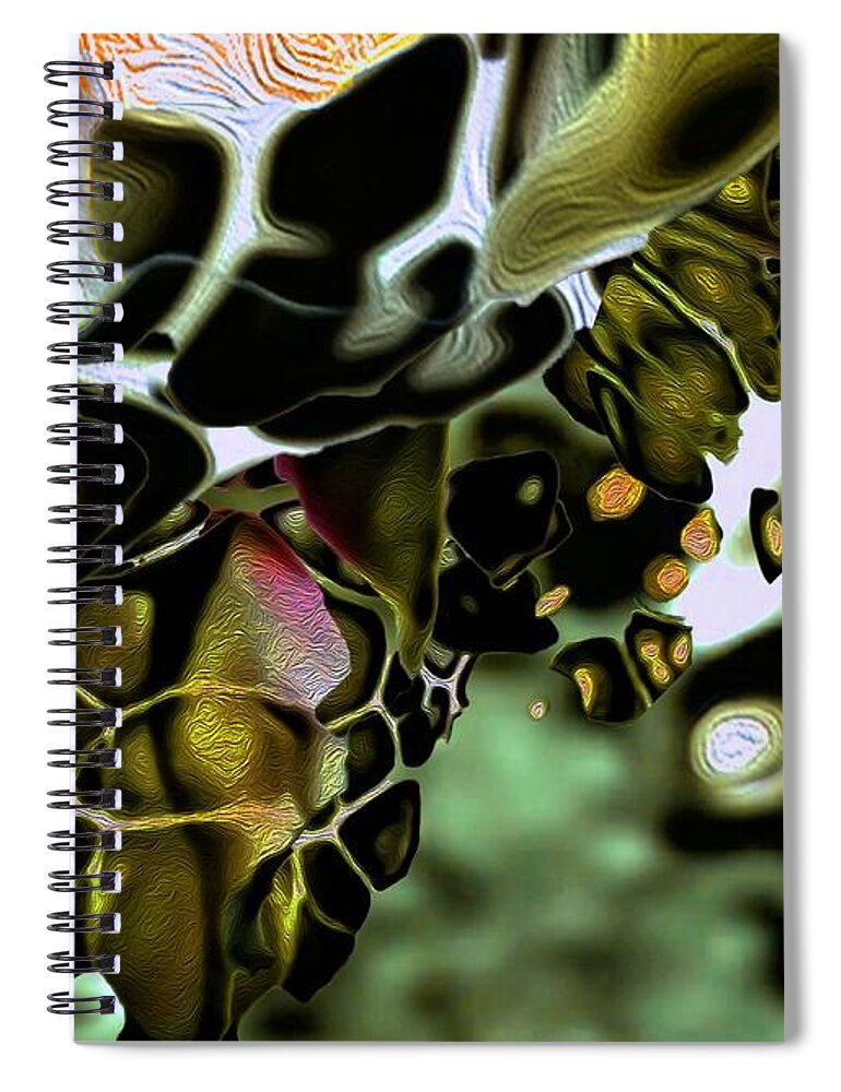 Sea Creatures Spiral Notebook featuring the digital art Golden Turtle 5 by Aldane Wynter