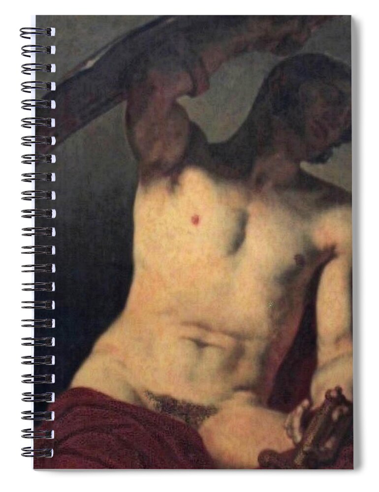 Half Naked Model Spiral Notebook featuring the painting Half Naked Model #1 by Emile Signol