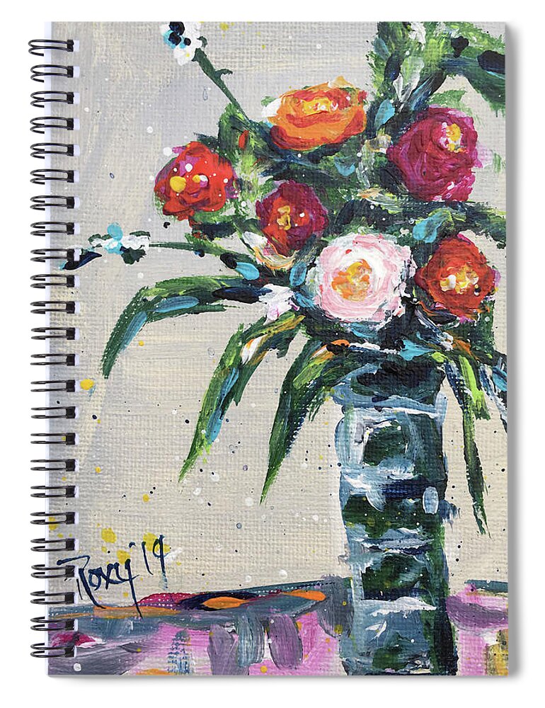 Roses Spiral Notebook featuring the painting Happy Little Roses by Roxy Rich
