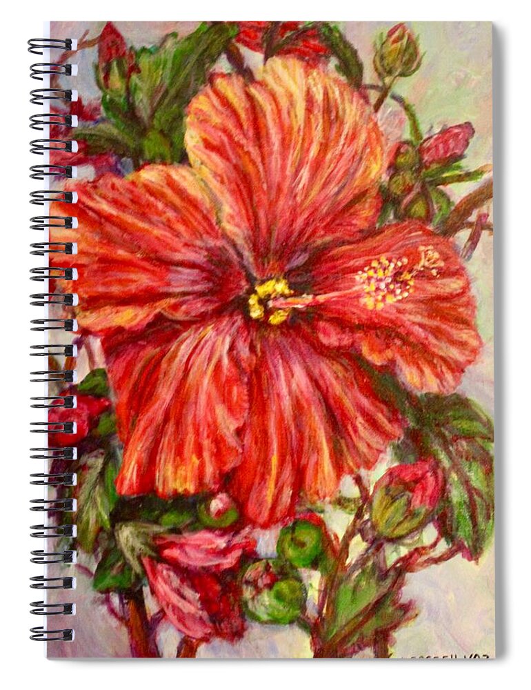 Flower Spiral Notebook featuring the painting Hibiscus #1 by Veronica Cassell vaz