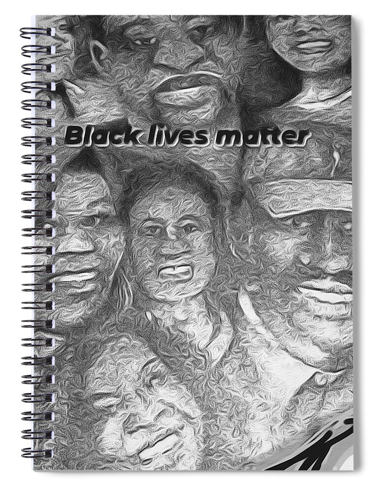 Black Lives Matter Spiral Notebook featuring the drawing Black Lives Matter by Julie TuckerDemps