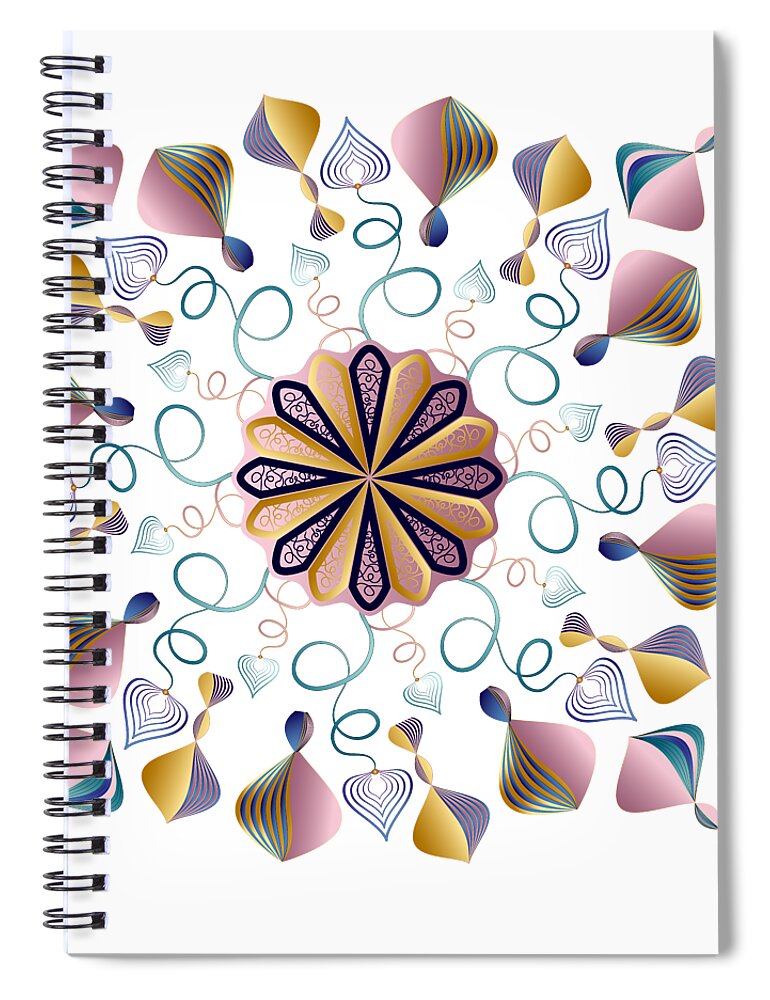 Modern Abstract Mandala Spiral Notebook featuring the digital art Kuklos No 4393 #1 by Alan Bennington