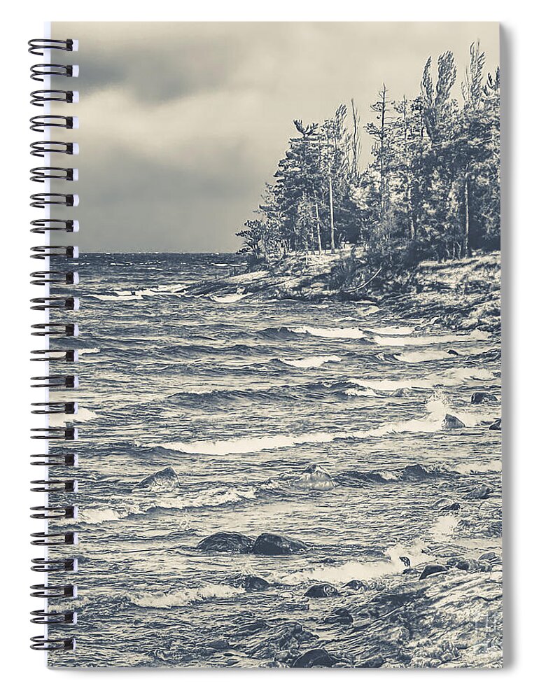 Presque Isle Spiral Notebook featuring the photograph Lake Superior by Phil Perkins
