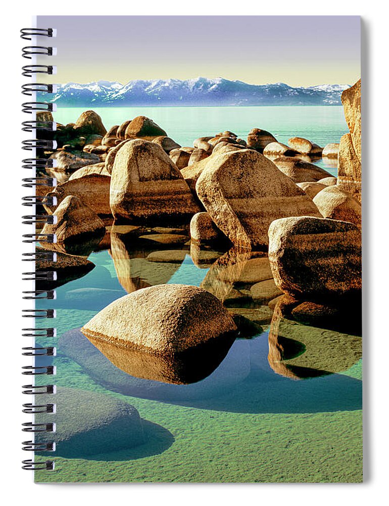 Usa Spiral Notebook featuring the photograph Lake Tahoe Boulders #1 by Randy Bradley