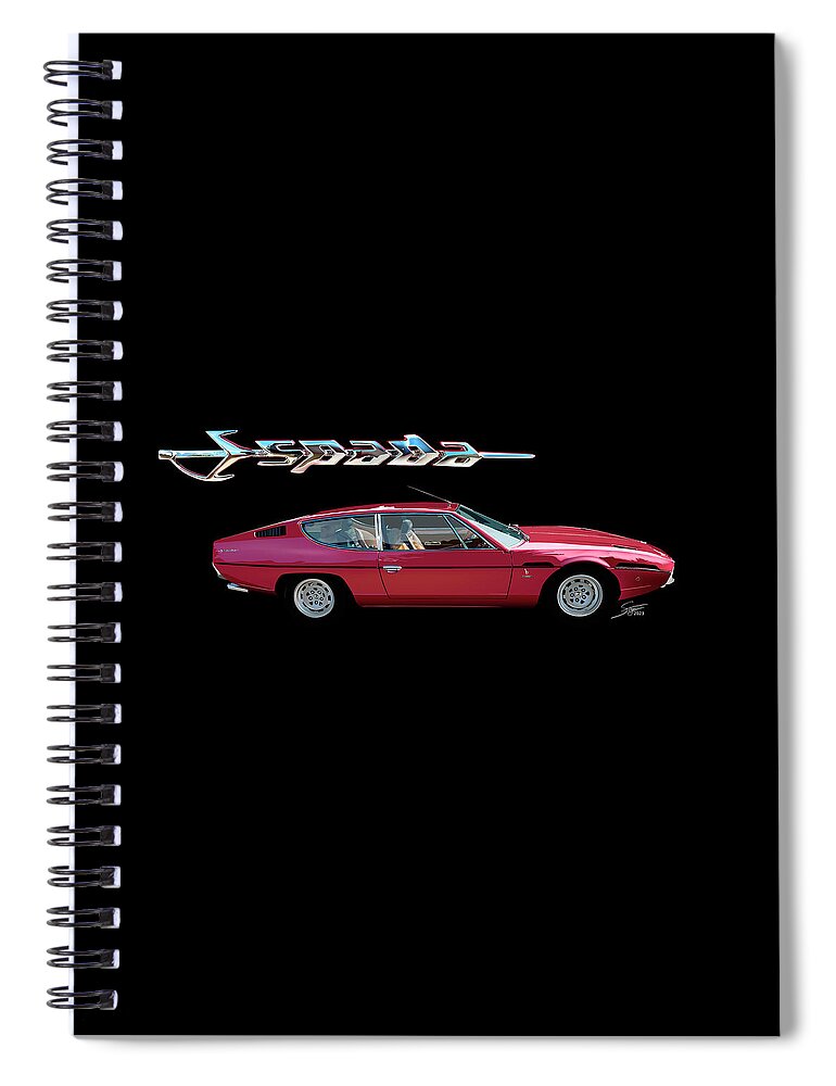 Lamborghini Spiral Notebook featuring the digital art Lamborghini 400 GT Espada #1 by Rick Stringer