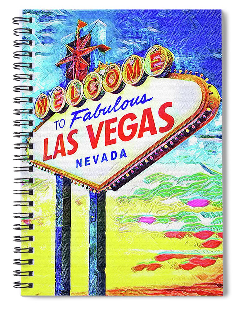 Las Vegas Sign Art Spiral Notebook by Pat Spark - Pixels