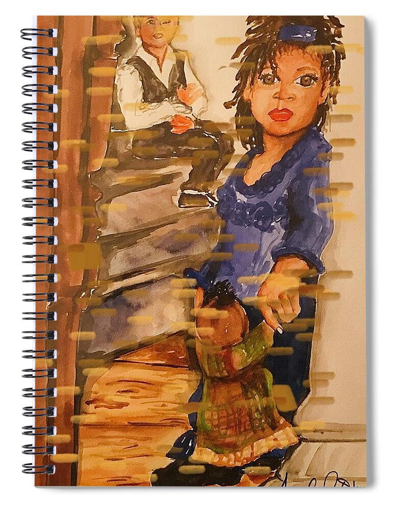  Spiral Notebook featuring the painting Little Girl by Angie ONeal