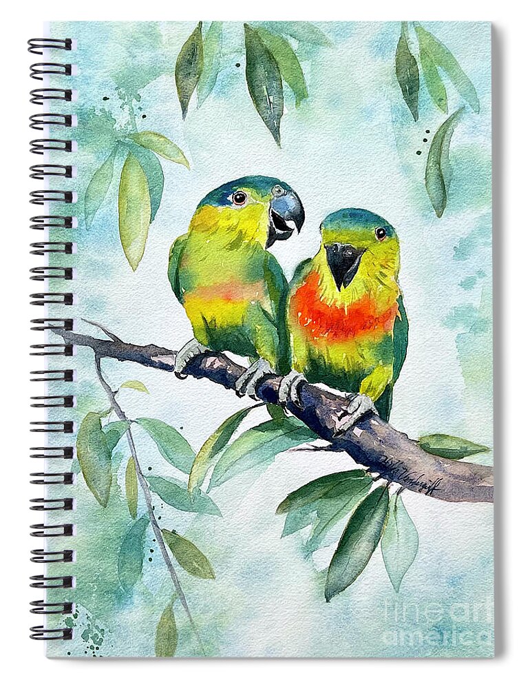 Birds Spiral Notebook featuring the painting Love Birds #1 by Hilda Vandergriff
