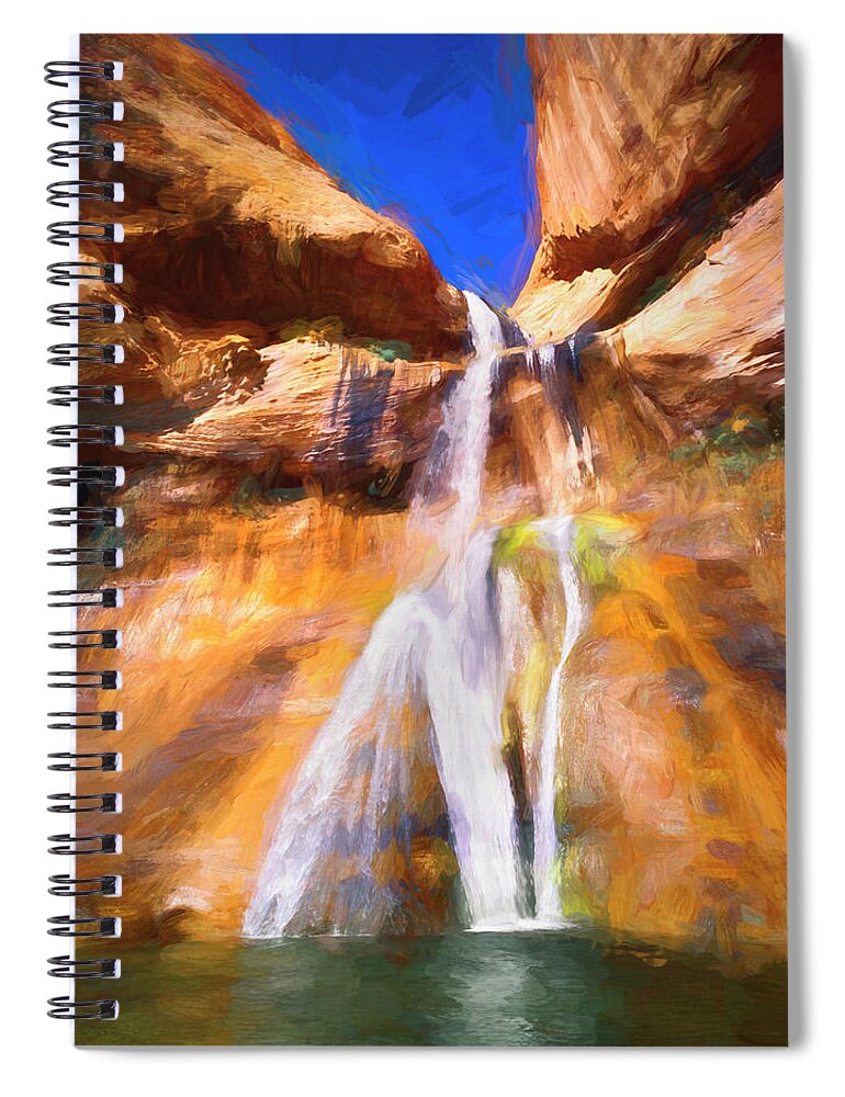 Lower Calf Creek Falls Spiral Notebook featuring the photograph Lower Calf Creek Falls Utah X100 #2 by Rich Franco