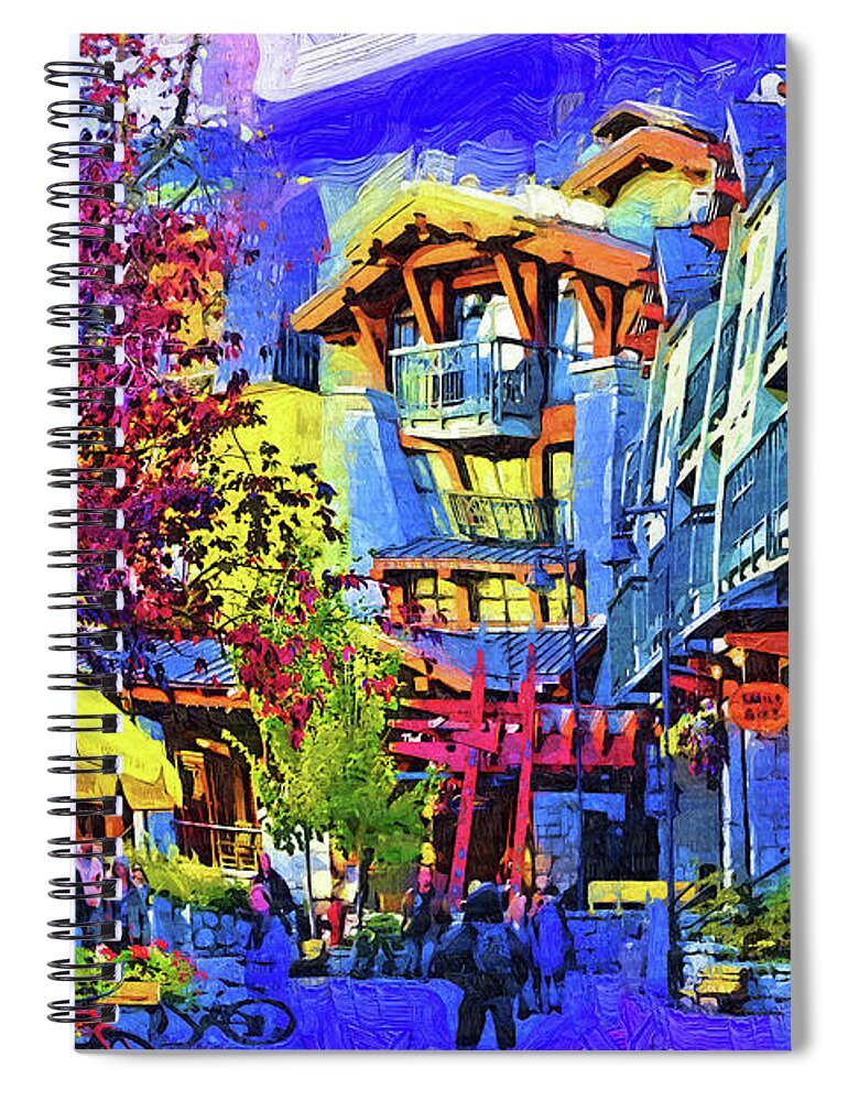 Whistler Spiral Notebook featuring the digital art Main Street Whistler by Kirt Tisdale