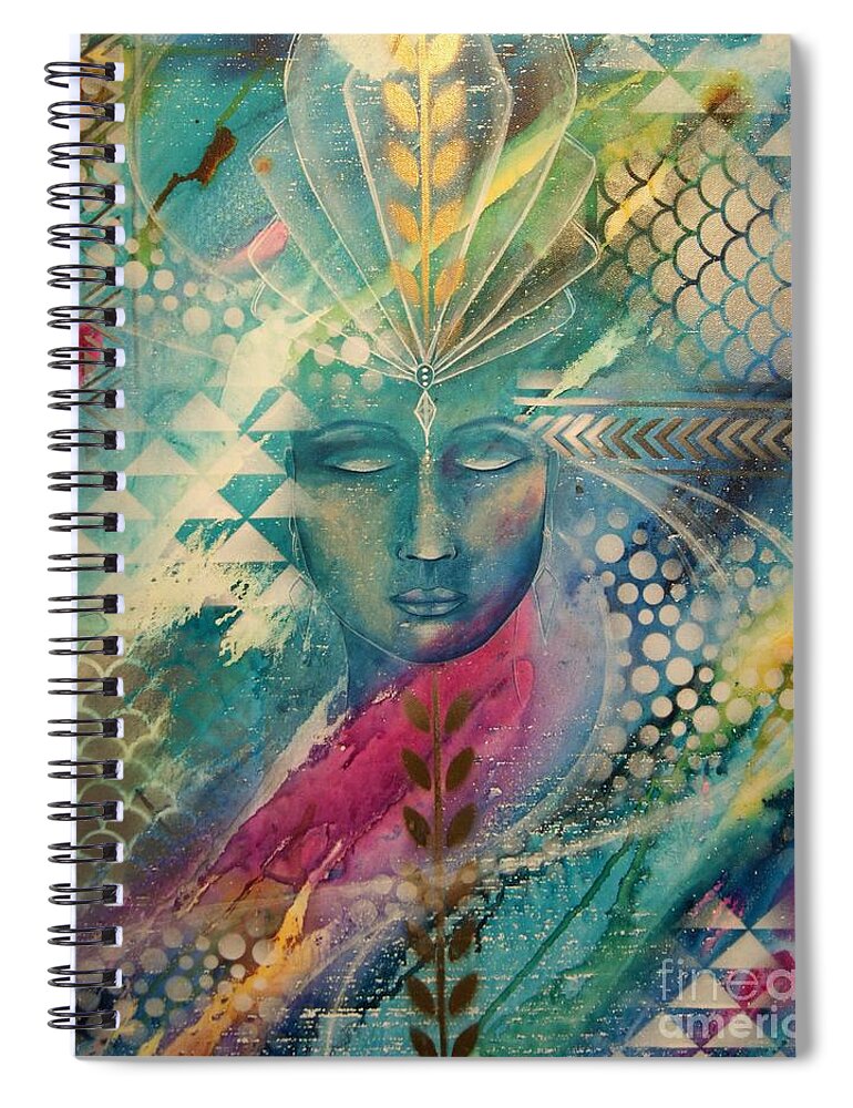 Painting Spiral Notebook featuring the painting Meditation 4 by Reina Cottier