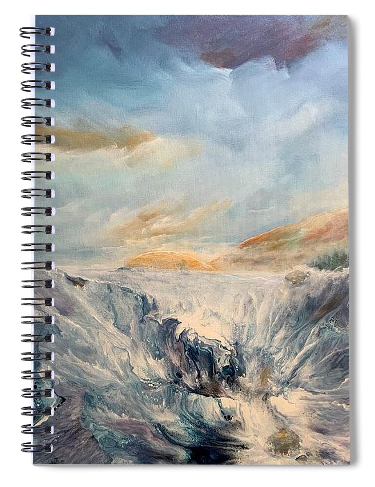 Dramatic Ocean Spiral Notebook featuring the painting Misty by Soraya Silvestri