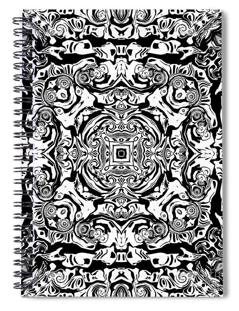 Mandala Spiral Notebook featuring the digital art Monotone Mandala #1 by Phil Perkins