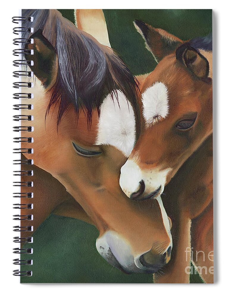 Cute Foal Spiral Notebook featuring the painting Mother's Love #1 by Shannon Hastings
