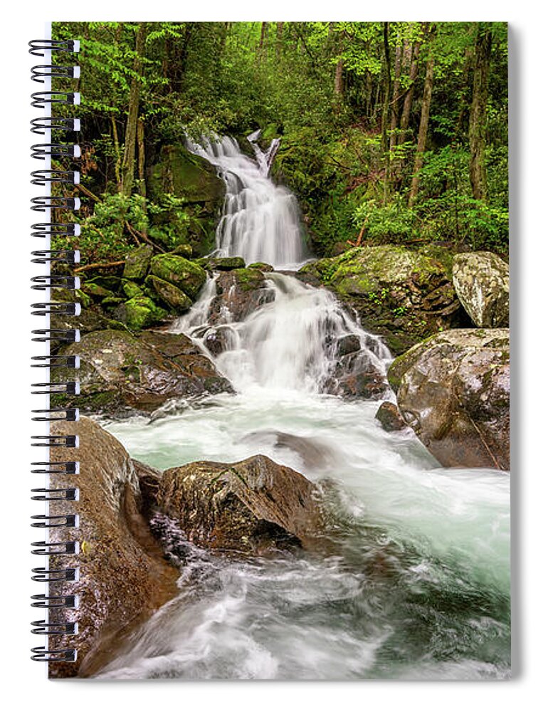 Great Smoky Mountain National Park Spiral Notebook featuring the photograph Mouse Creek Falls #1 by Darrell DeRosia