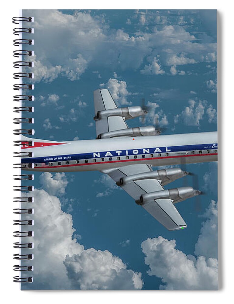 National Airlines Spiral Notebook featuring the digital art National Airlines Lockheed Electra by Erik Simonsen