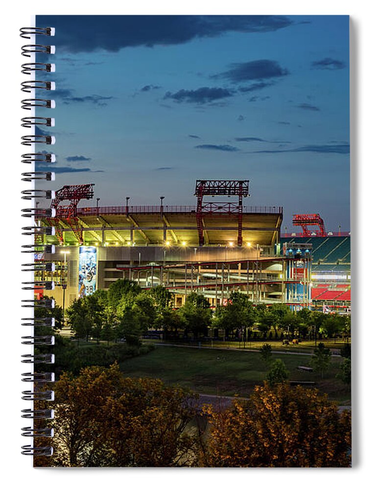 Tennessee Spiral Notebook featuring the photograph Nissan Stadium home of Titans in Nashville Tennessee #1 by Steven Heap