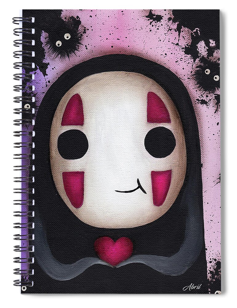 No Face Spiral Notebook featuring the painting No Face with a heart by Abril Andrade