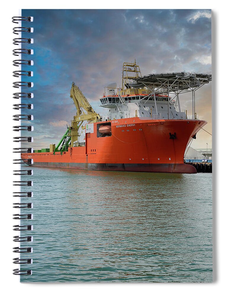 Normand Energy Spiral Notebook featuring the photograph Normand Energy pipe laying vessel #1 by Chris Smith