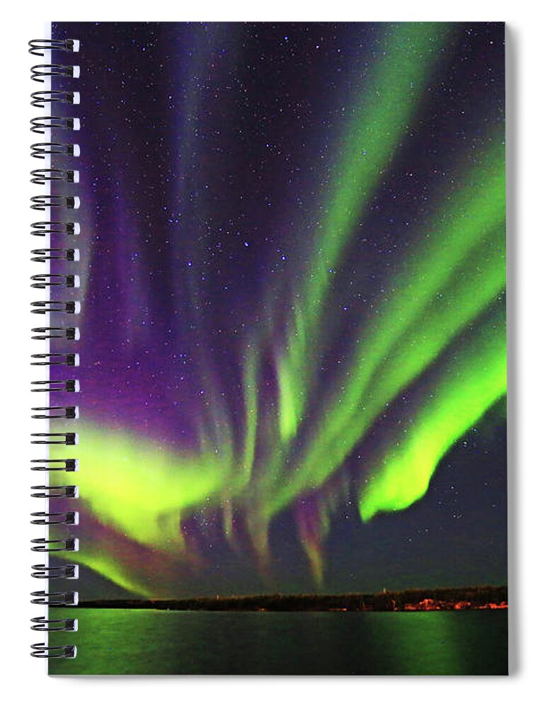 Northern Lights Spiral Notebook featuring the photograph Northern Lights #1 by Shixing Wen