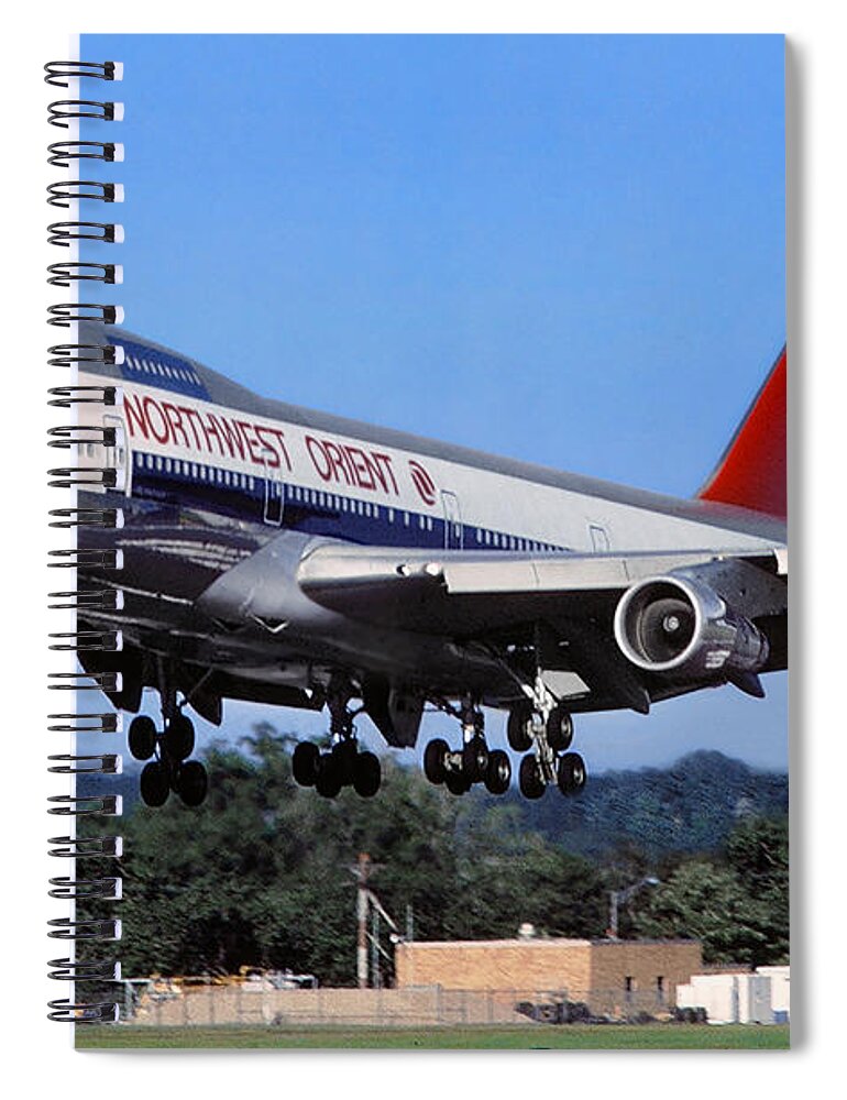 Northwest Orient Airlines Spiral Notebook featuring the photograph Northwest Orient Airlines Boeing 747 by Erik Simonsen
