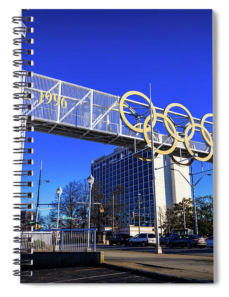 Architecture Spiral Notebook featuring the photograph Olympic Rings and Cauldron - Atlanta GA #1 by Sanjeev Singhal