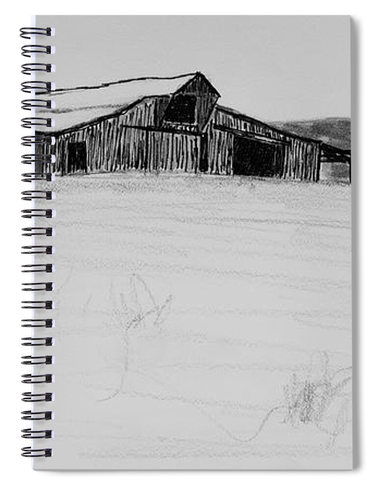 Old Barn Spiral Notebook featuring the drawing Ozark Barn #1 by Garry McMichael