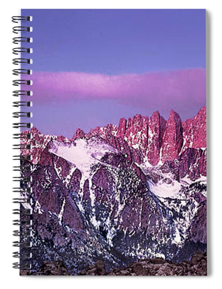 Dave Welling Spiral Notebook featuring the photograph Panoramic Dawn Alpenglow Mount Whitney Eastern Sierras #1 by Dave Welling