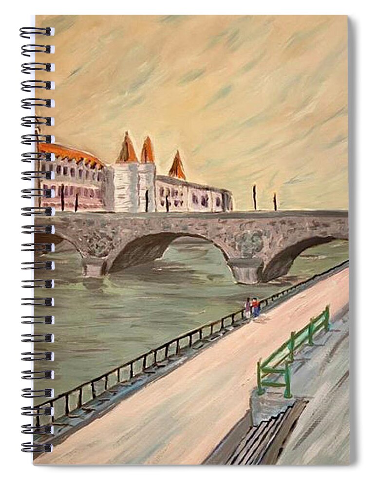  Spiral Notebook featuring the painting Paris, Covid #1 by John Macarthur