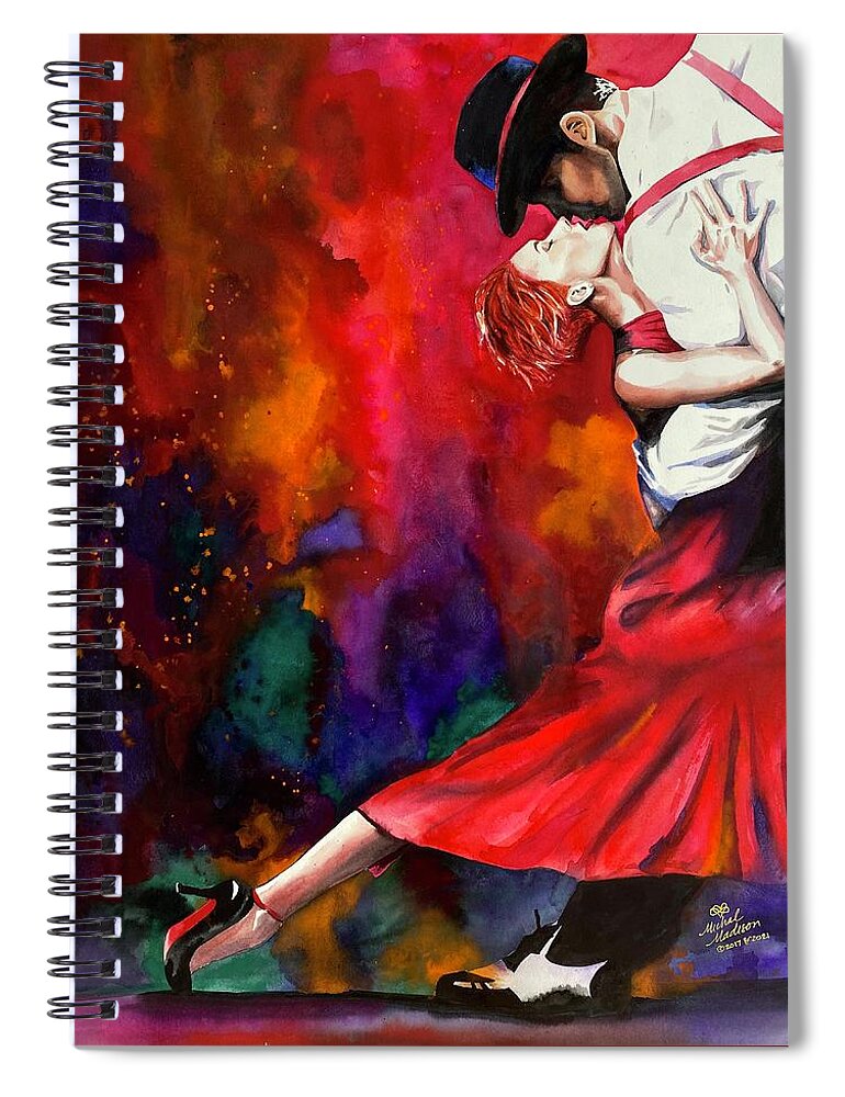 Tango Spiral Notebook featuring the painting Passion Rising by Michal Madison
