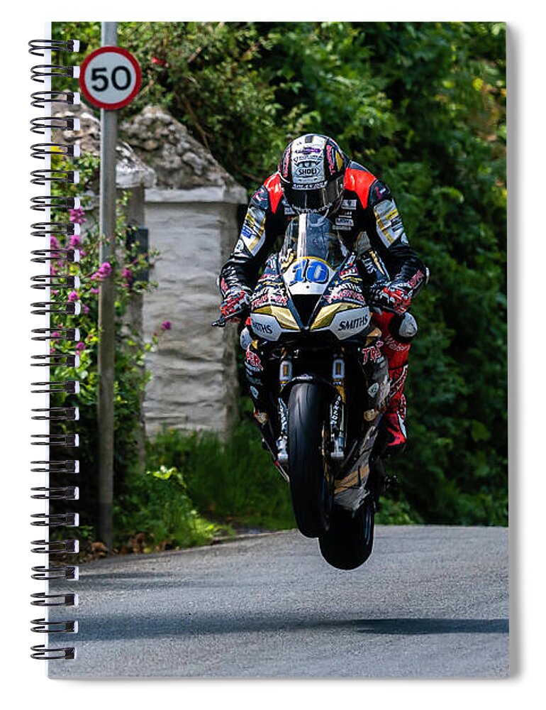 Ballacrye Spiral Notebook featuring the photograph Peter Hickman TT 2019 #1 by Tony Goldsmith