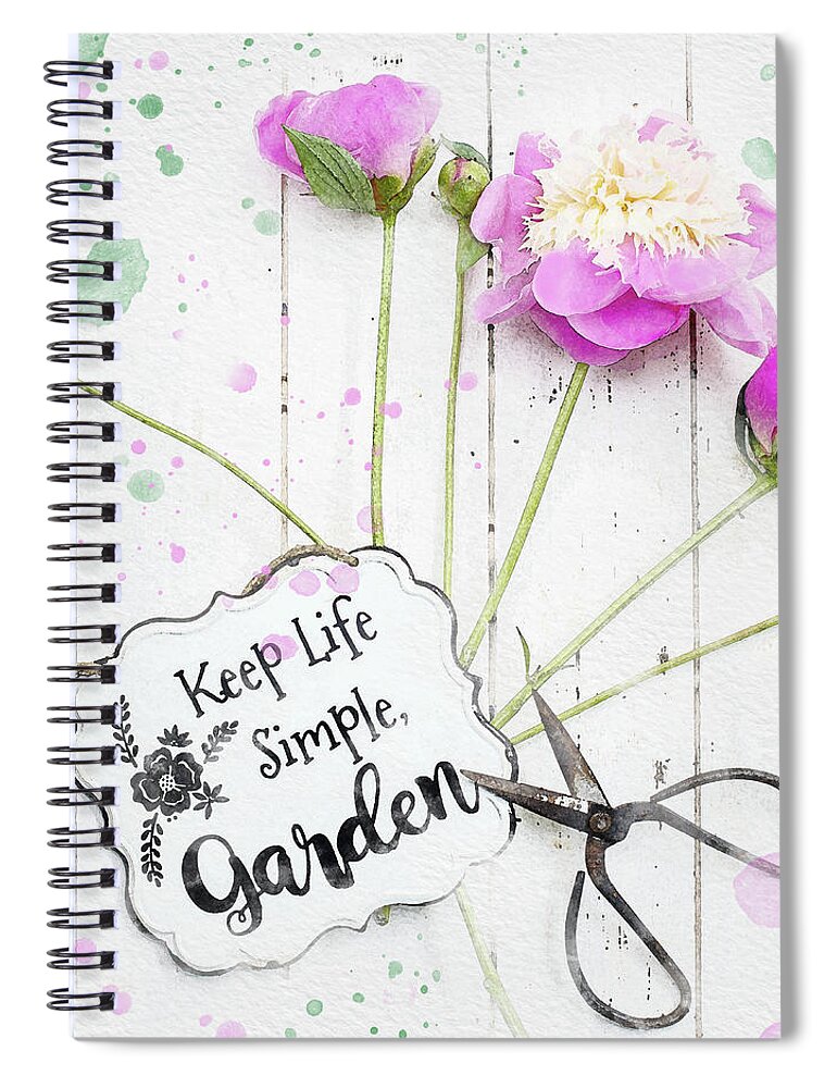 Watercolor Conversion Spiral Notebook featuring the photograph Pink Peonies #1 by Rebecca Cozart