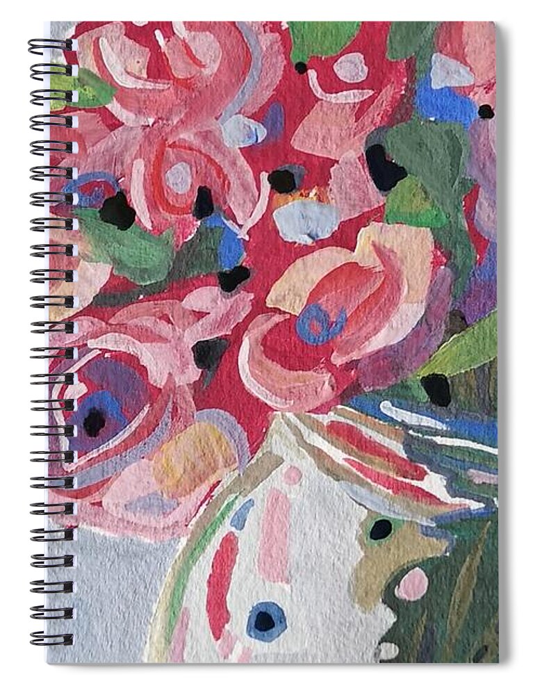 Still Life Spiral Notebook featuring the painting Pink Roses by Sheila Romard