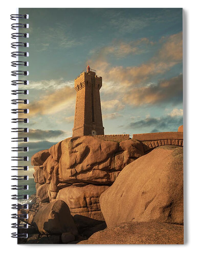 Coast Spiral Notebook featuring the photograph Ploumanac'h lighthouse, Brittany by Stefano Orazzini