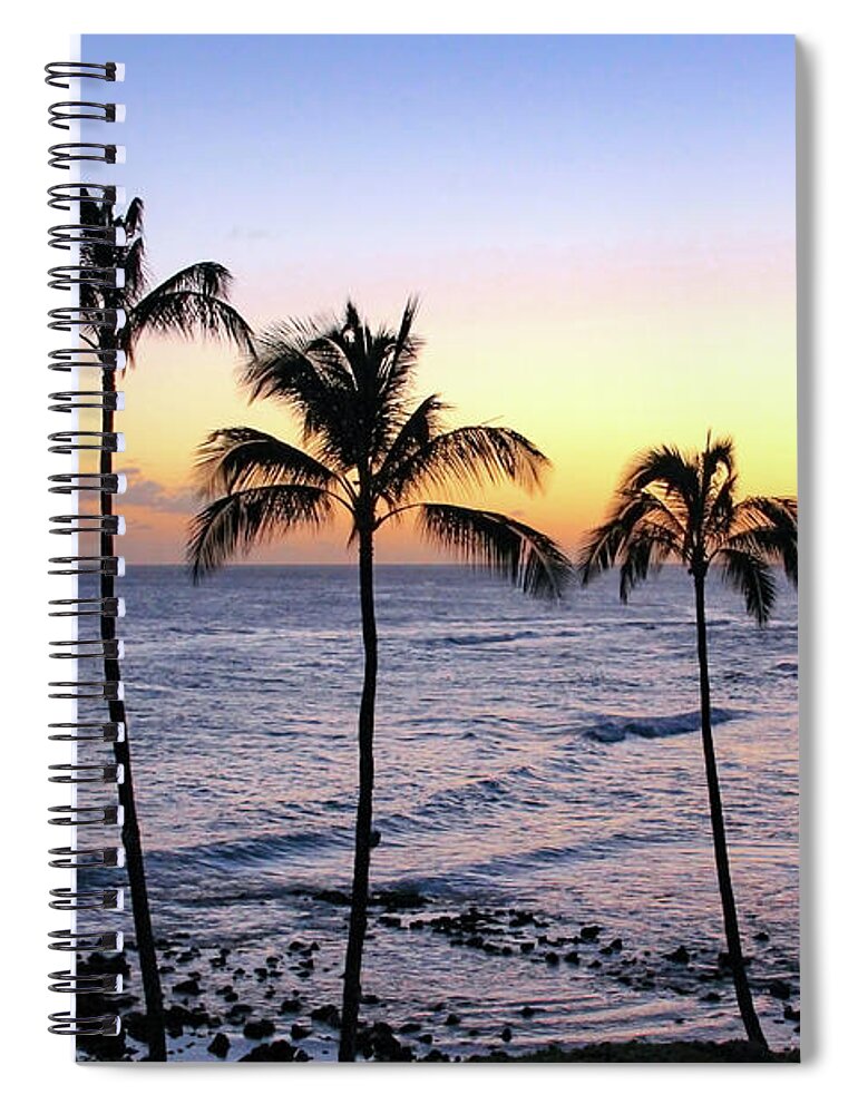 Hawaii Spiral Notebook featuring the photograph Poipu Palms at Sunset by Robert Carter