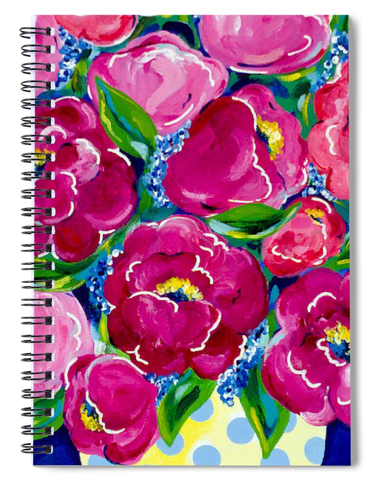 Floral Spiral Notebook featuring the painting Polka Dot Bouquet by Beth Ann Scott