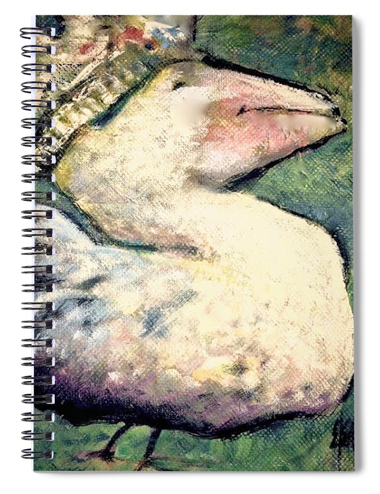 Goose Spiral Notebook featuring the mixed media Queen Goose by Eleatta Diver